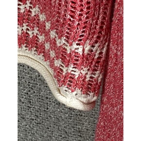 Tommy Bahama Open Knit Sweater Women’s M Hooded Pink Cotton Linen Beach Vacation - Picture 6 of 12